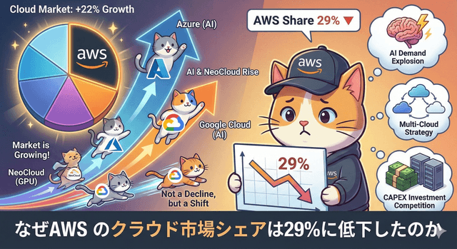 なぜAWSのクラウド市場シェアは29%に低下したのか