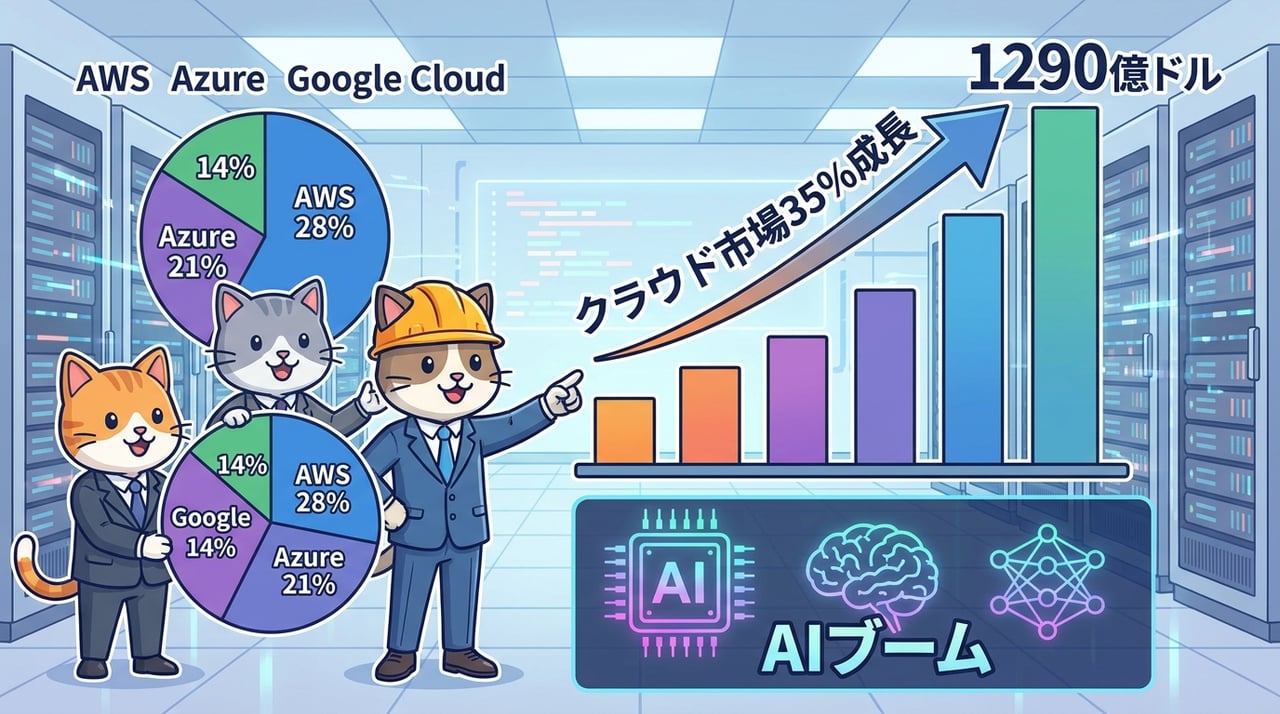 クラウドインフラ市場が35%成長へ加速|AWS・Azure・Google Cloudのシェア動向とAI時代のインフラ選定