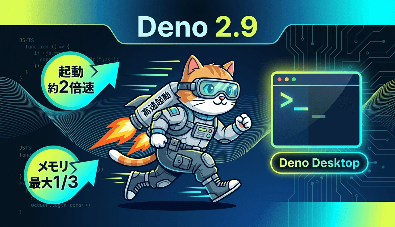 Deno 2.9徹底解説 起動約2倍速・メモリ最大3分の1とDeno Desktopで広がるTypeScript開発