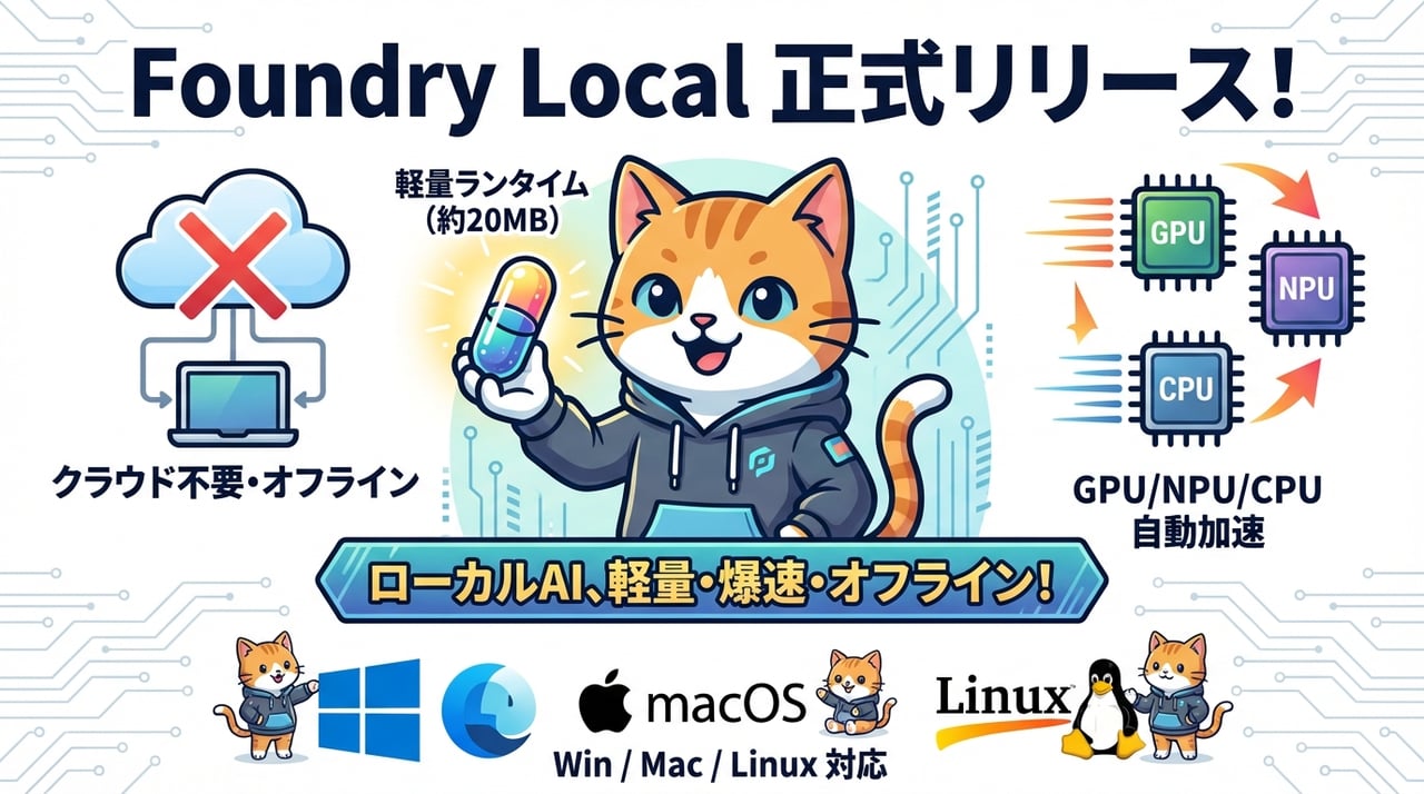 マイクロソフトが「Foundry Local」を正式リリース AIをアプリにバンドルしてオフラインで動かす新時代